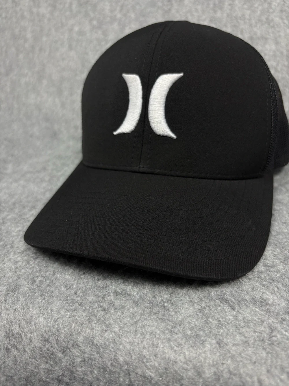 Hurley Black Mesh Trucker Snapback Hat White Logo